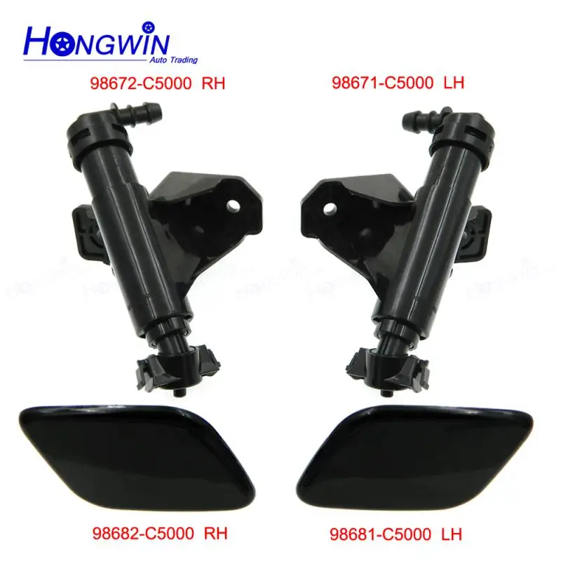  Headlight Water Spray Nozzle 98671-C5000&98672-C5000 +Cover 98682-C5000&98681-C5000 For KIA Sorento 2015 2016 2017