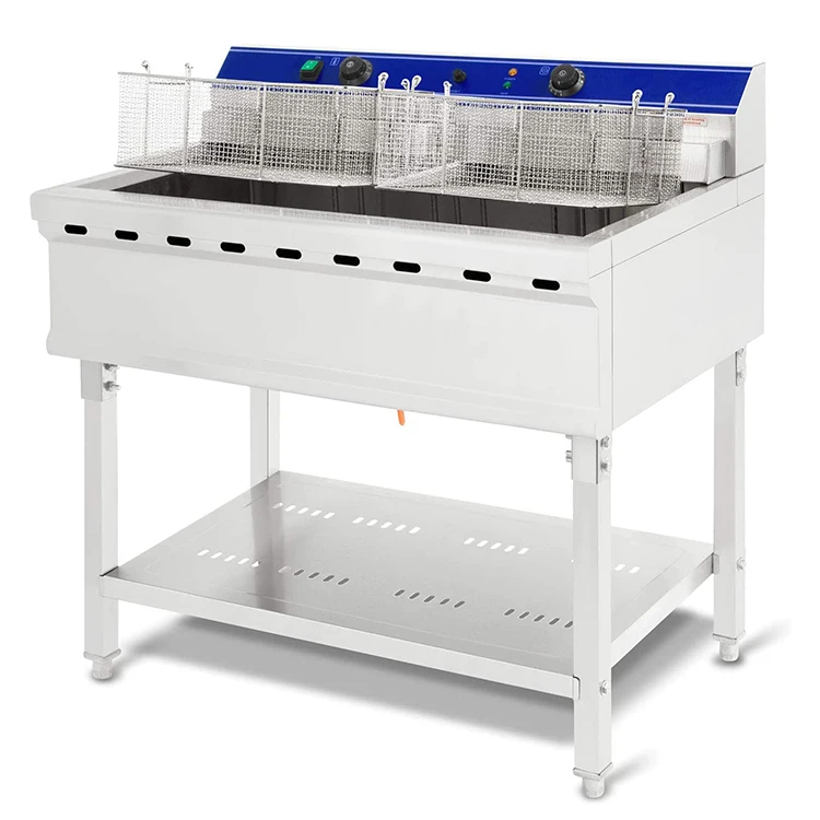 High Quality CE Industrial Countertop Double Tanks 76L Commercial Potato Chips Chicken Electric Deep Fryers