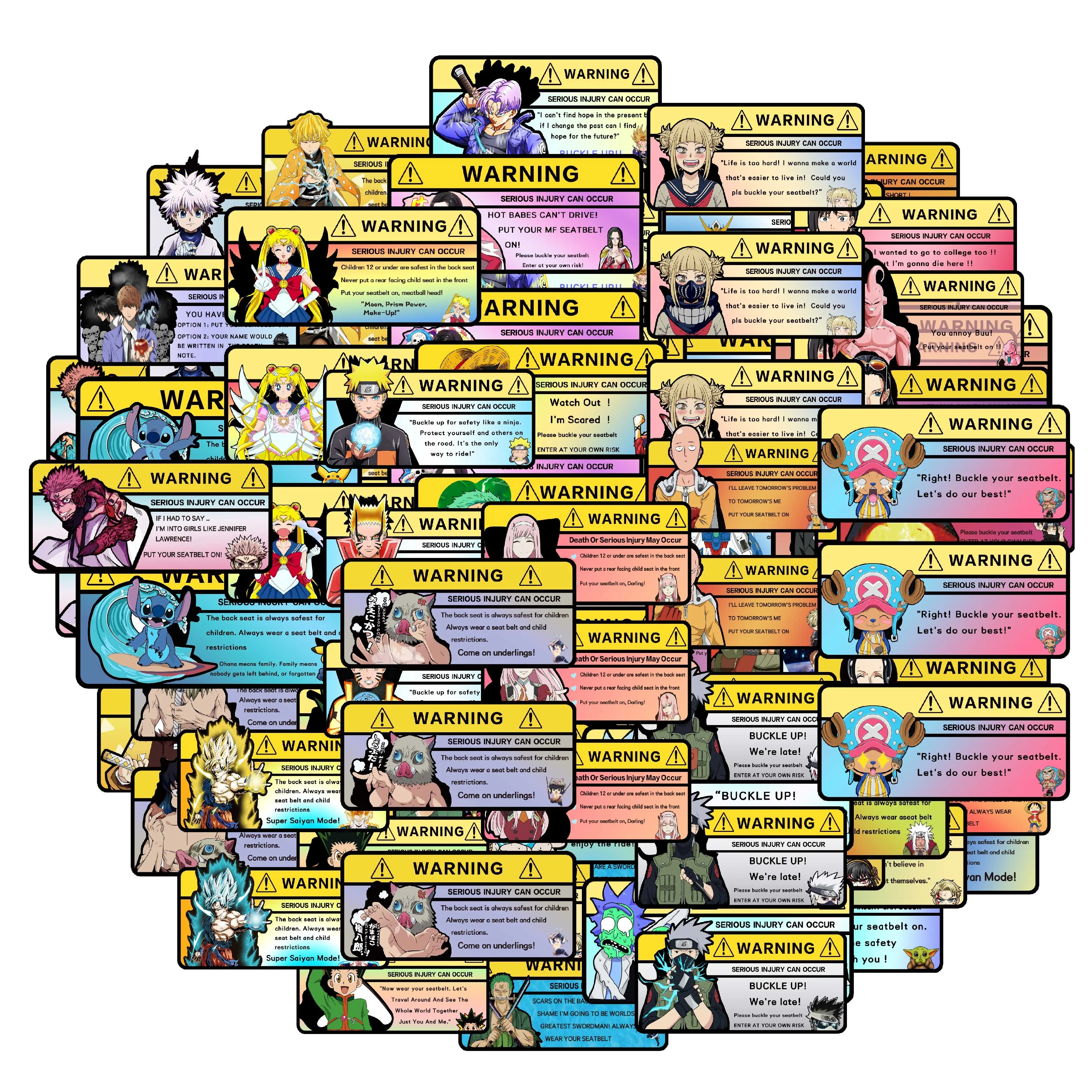 Waterproof 15*7 CM PET Cartoon Decals 3D Lenticular Anime Motion Sparkle Warning Car Stickers for Decoration