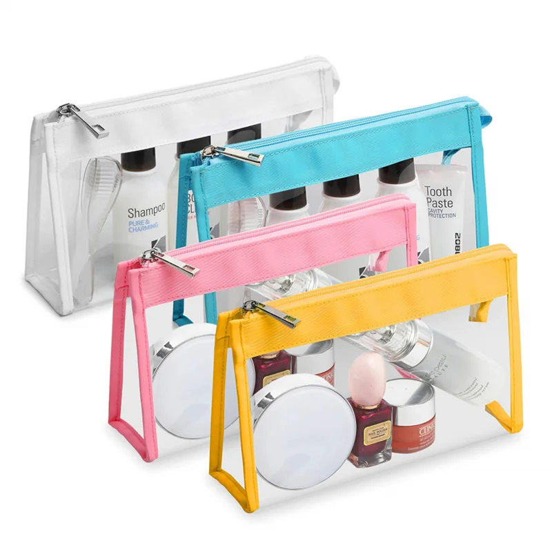Clear Makeup Organizer Pouches Zipper Travel Toiletry Bags PVC Cosmetic Bag Transparent Custom Brand Logo Women Opp Bag OEM
