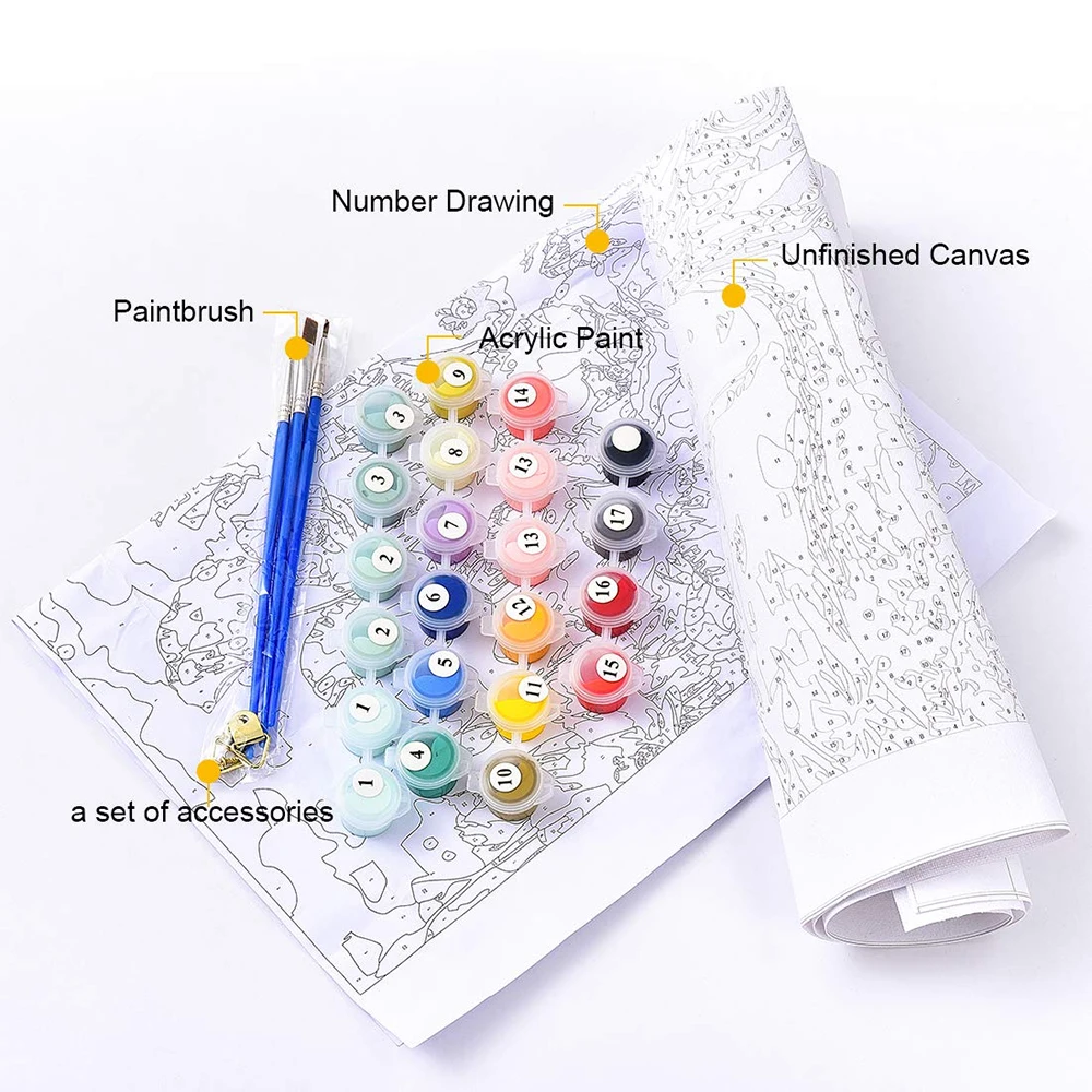 China Factory Customize 40x50cm Daisy Vase Flower DIY Painting by Numbers for Adults Designs Coloring Canvas Oil Painting Kits