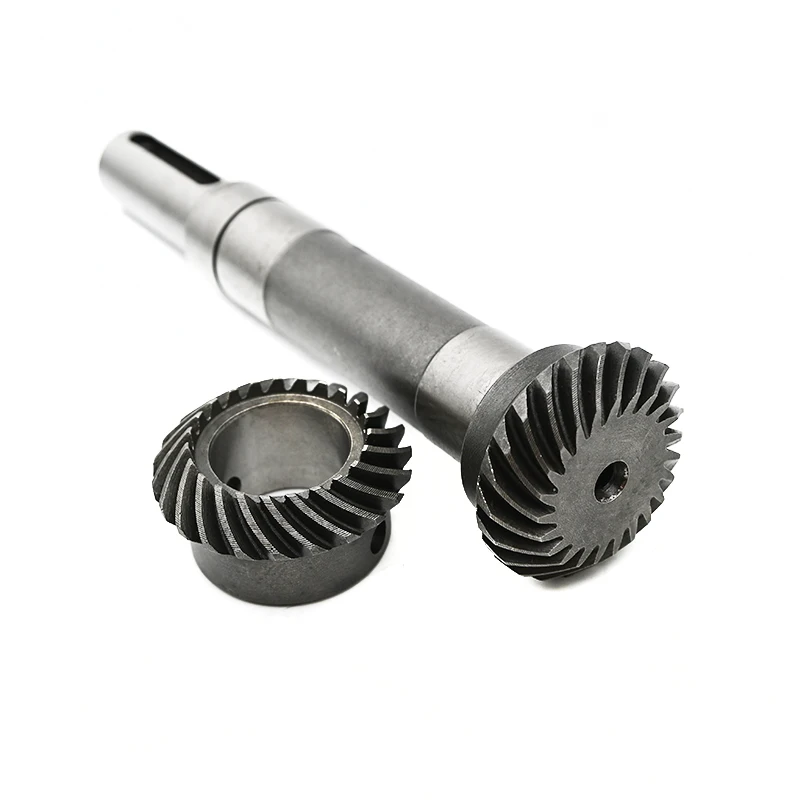 Custom CNC Machining Hardware Spare Parts Spline shaft Hardened Steel Teeth Forging Helical Spiral Bevel Gears