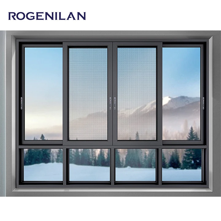 Factory Minimalist Design Thermal Break Hurricaneproof Aluminum Window Villa Interior Tempered Glass Sliding Aluminum Window