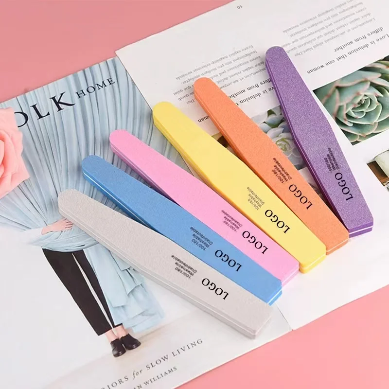 Hot Sale Double Side Nail File Professional Nail File 80/100/180 Double Side Custom Printed Logo Top Zebra Nail File