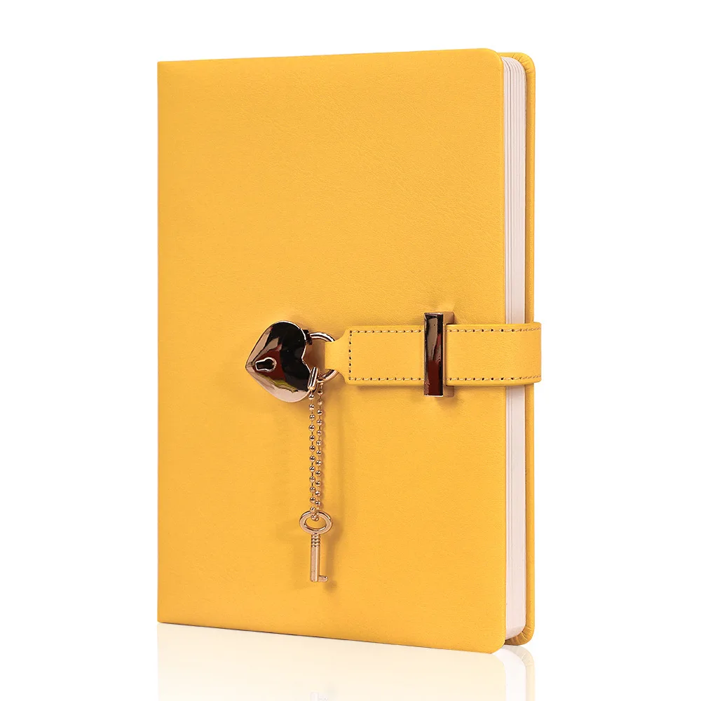 Sweet Girls Journal Notebook with Love Lock Customized Logo PU Leather Hardcover Dairy Planners