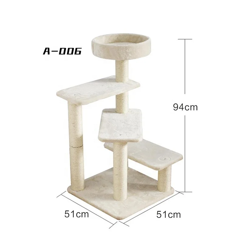 Professional eco-friendly wooden sisal cactus cat scratcher tree