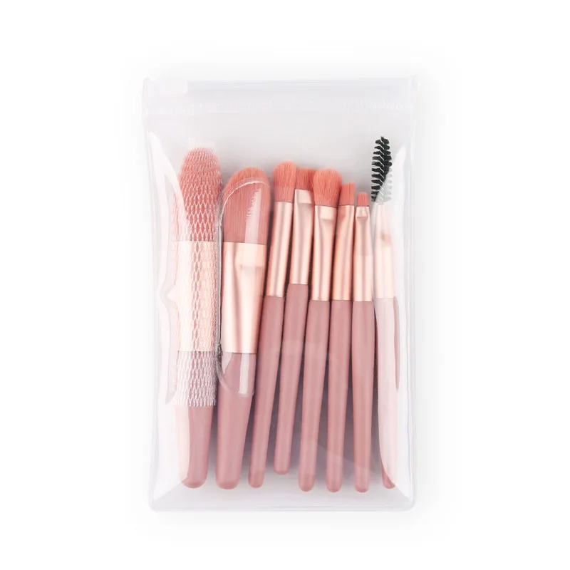 8Pcs Mini Makeup Brushes Matte Wooden Handle Portable Soft Hair Makeup Brush Set Beauty Makeup Tools
