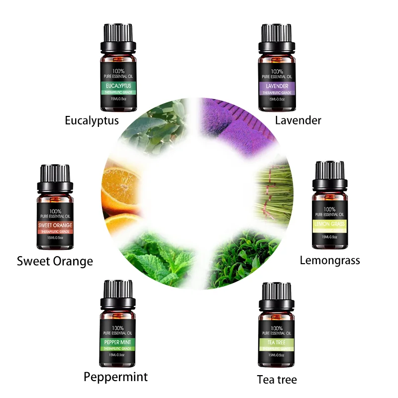Pure 100% Bulk Natural Vegan Essencial Oils Diffusers Ultrasonic Aromatherapy Eucalyptus Massage Essential Oil Set