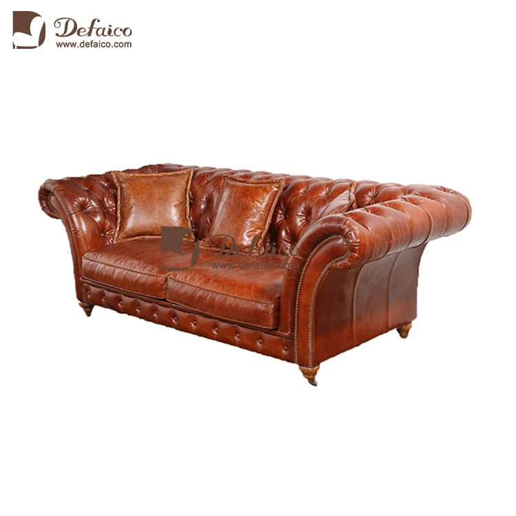  Винтажные диваны для гостиной коричневый кожаный диван Chesterfield