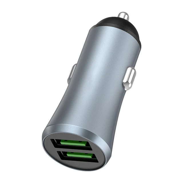 
Factory Direct Sale 5V2.4A Aluminum Alloy Dual USB Car Charger Travel USB Adapter 