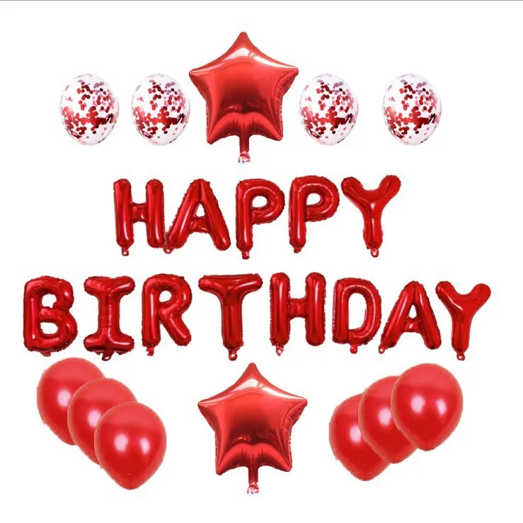 New Designs Happy Birthday foil Letters Balloon Set Latex Sequin Confetti Balloon Birthday Party Decoration Atmosphere Supplies