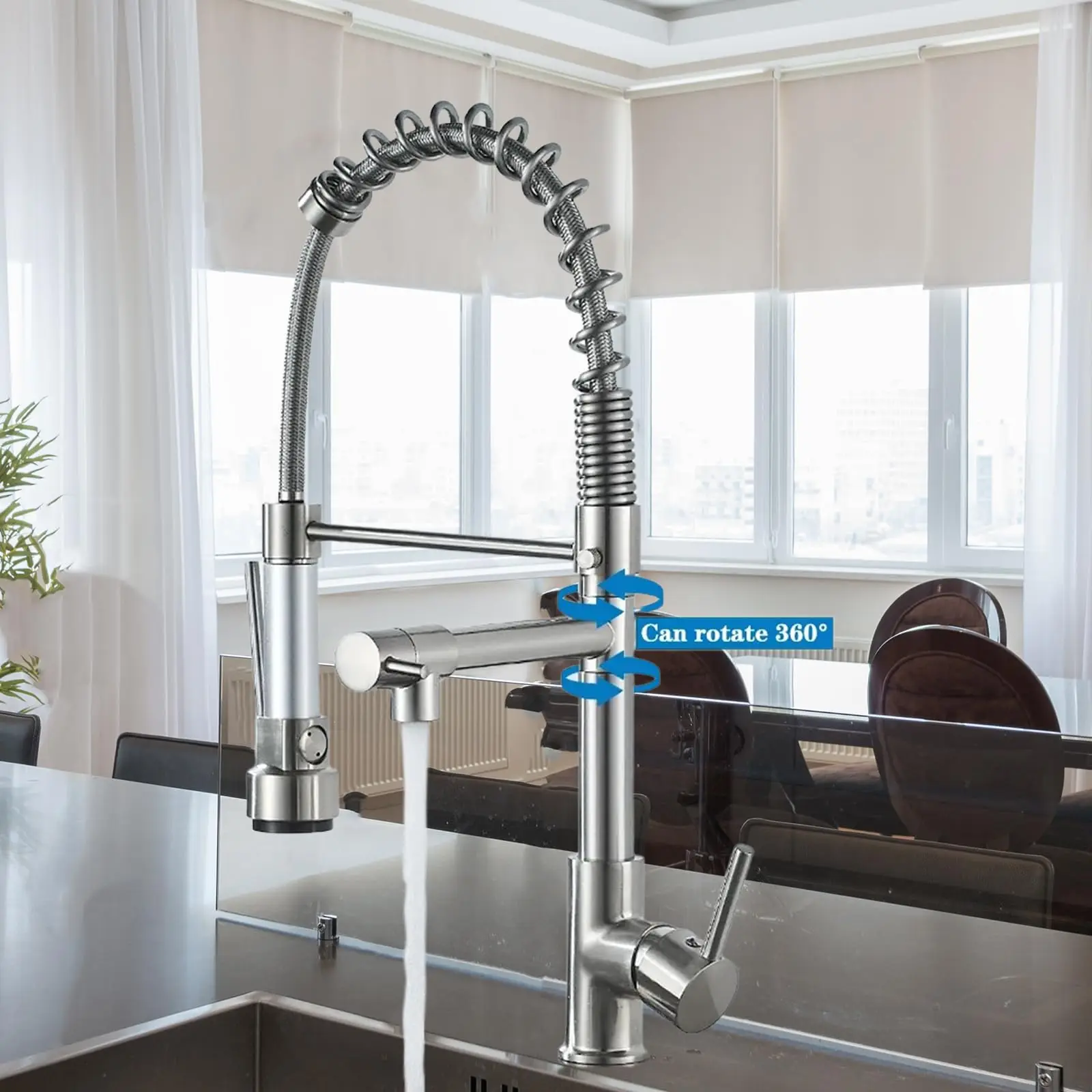 Pull Out Spring Sprayer Dual Spout Kitchen Sink Taps Faucet Classic Kitchen Faucets