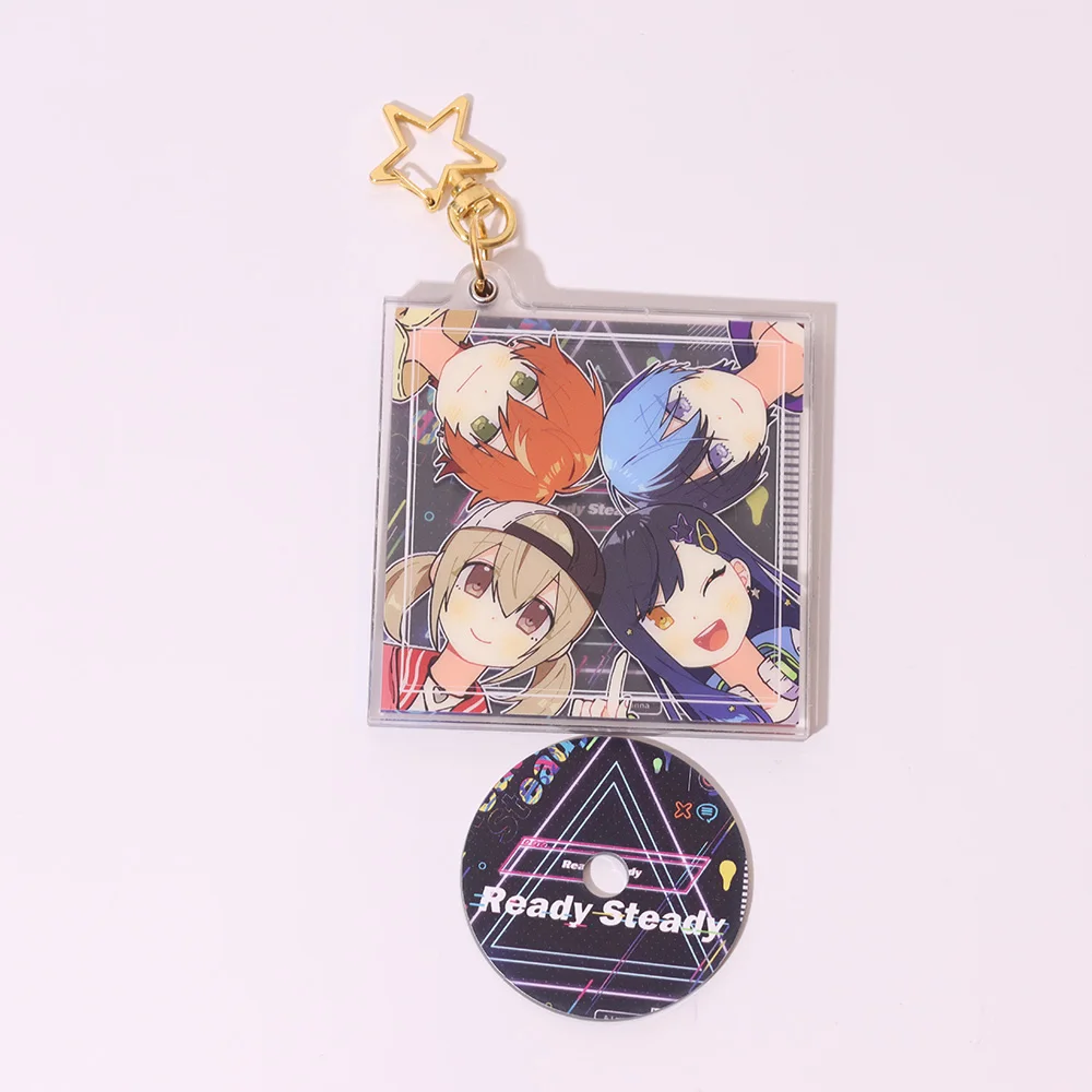 Daqido Custom Acrylic Cd Keychain Glitter Epoxy Cd Charm Holo Pendant