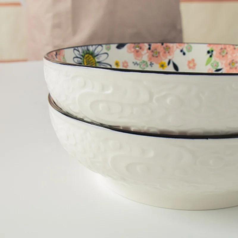 9inch Ceramic Big Soup Deep Bowl for Kitchen Direct Supplier Wholesale Ceramic Salad Mixing Bowls