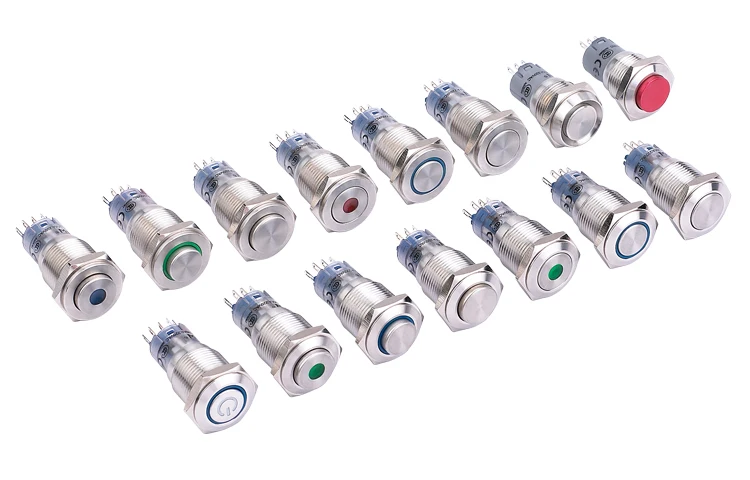 No.50 symbol ONPOW (CE, ROHS) LAS2GQ 16mm 1NO1NC ring illuminated power symbol brass pushbutton switch