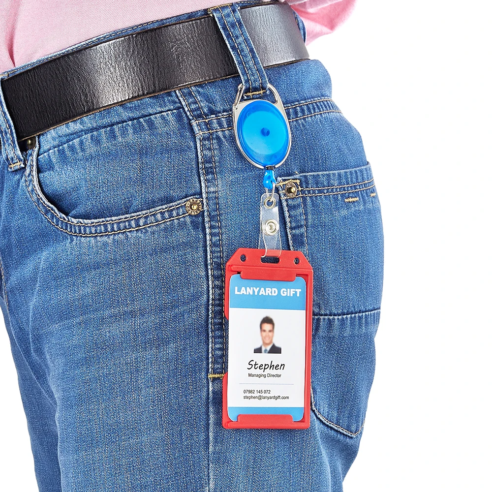 
Custom Epoxy Logo Retractable Yoyo Id Plastic Badge Holder Reel Stainless Steel Wire With Key Ring 