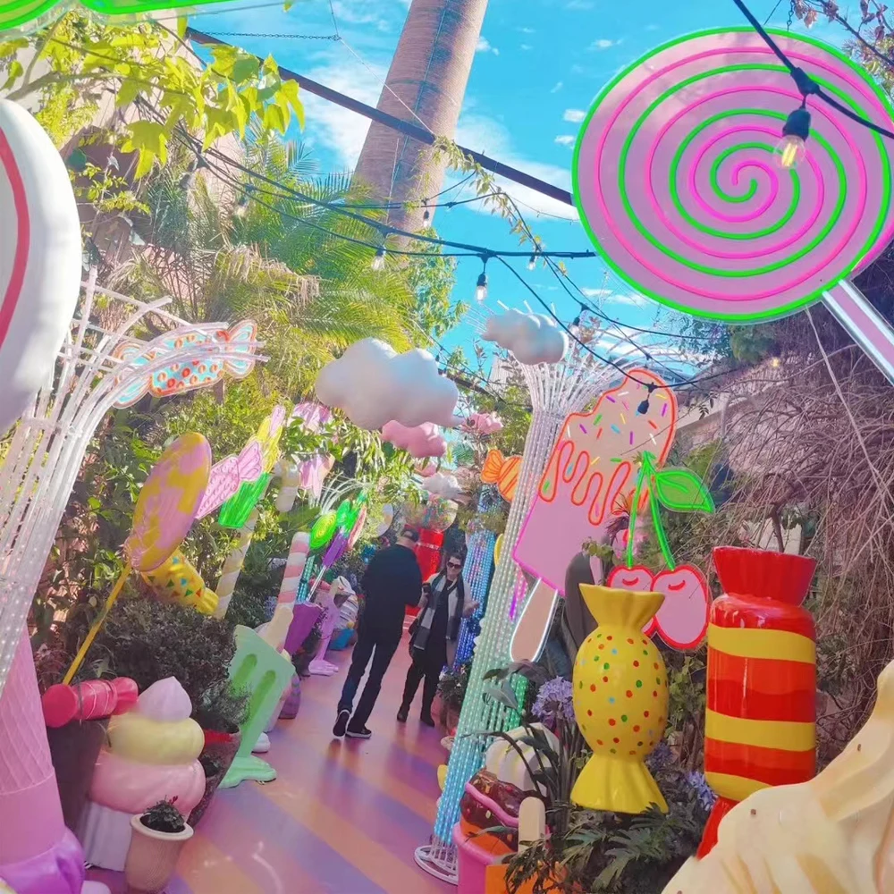 giant candy props life size fiberglass candy cane candyland statue resin party candy decoration