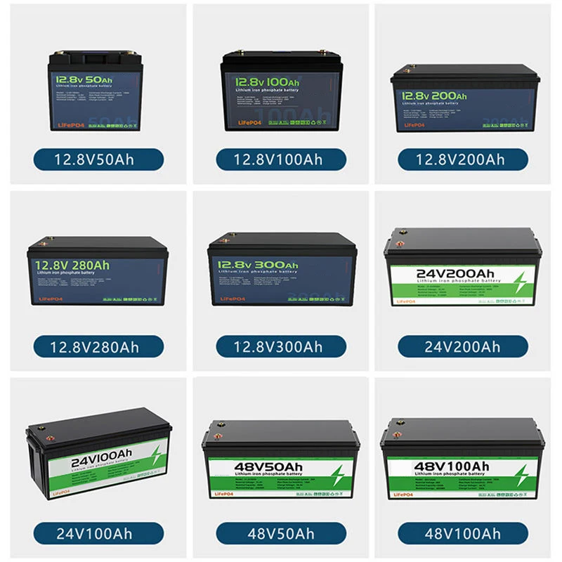 12v 24v 36v 48v LIFEPO4 Battery 50Ah 100Ah 200Ah 300Ah 400Ah Lithium iron Batteries Solar energy storage system RV cart EV Boat
