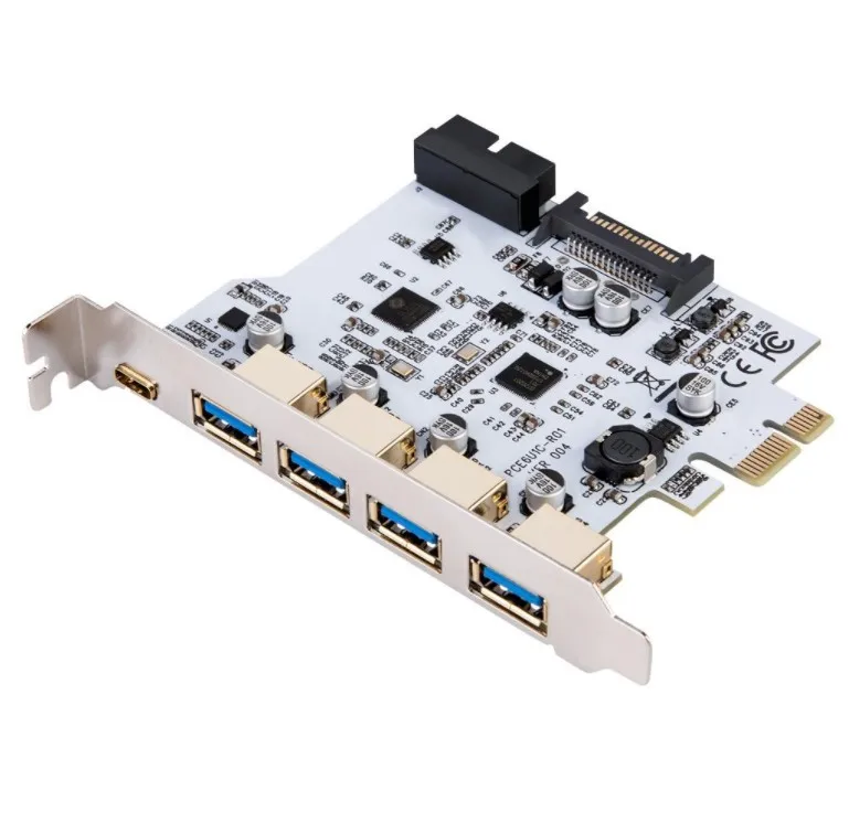 Add On Card USB 3.0 Type C PCI Express PCI-E to USB 3.0 Controller 5Port + 1Port USB 3.1 Expansion Card Adapter