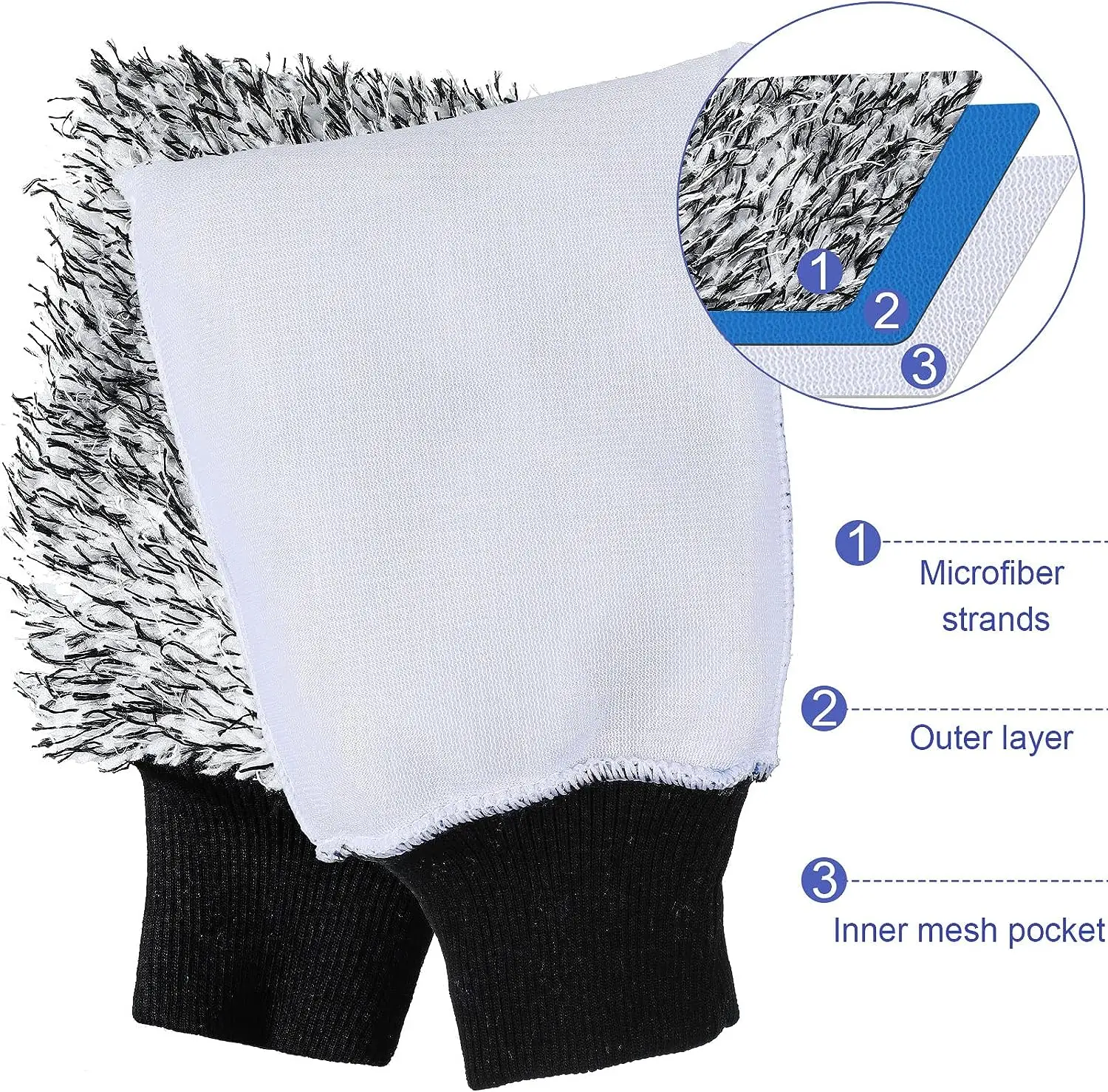 Scratch Free Ultra Absorbent Microfiber Wash Sponge Cloths for Cars Microfiber Car Wash Mitt