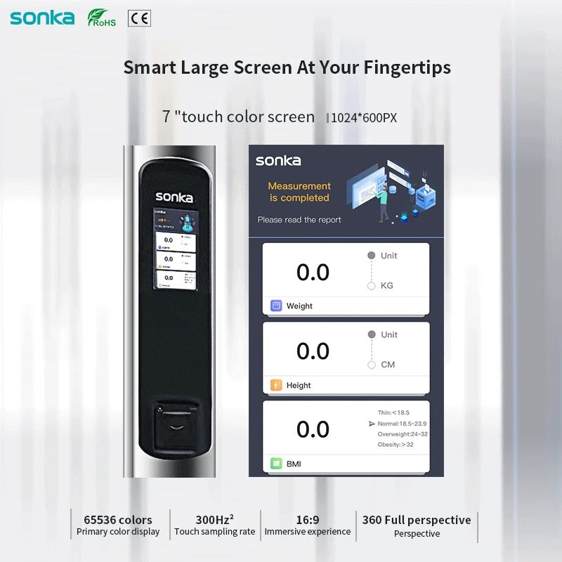 Sonka ultrasonic weighing measurement smart weight and height scale digital coin machine body fat scale