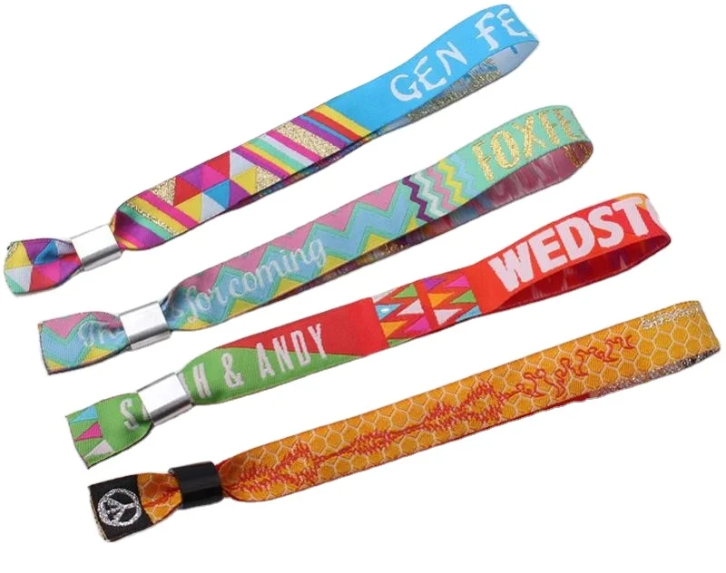 Custom Promotion Gifts Event Festival Wristbands Woven Polyester Bracelets Fabric Heat Transfer Wristbands