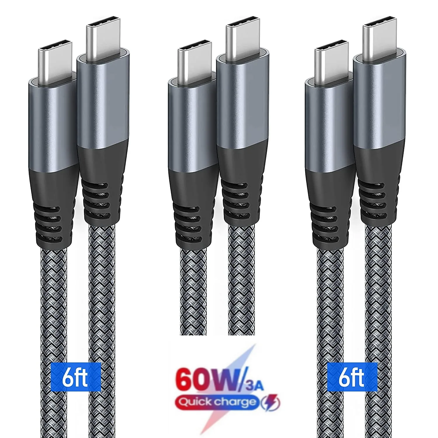 1M 2M 3M USB C 60W PD Charger Cable for Macbook Samsung Android QC3.0 3A Fast Charging 100W 60W PD USB Type C to Type C Cable