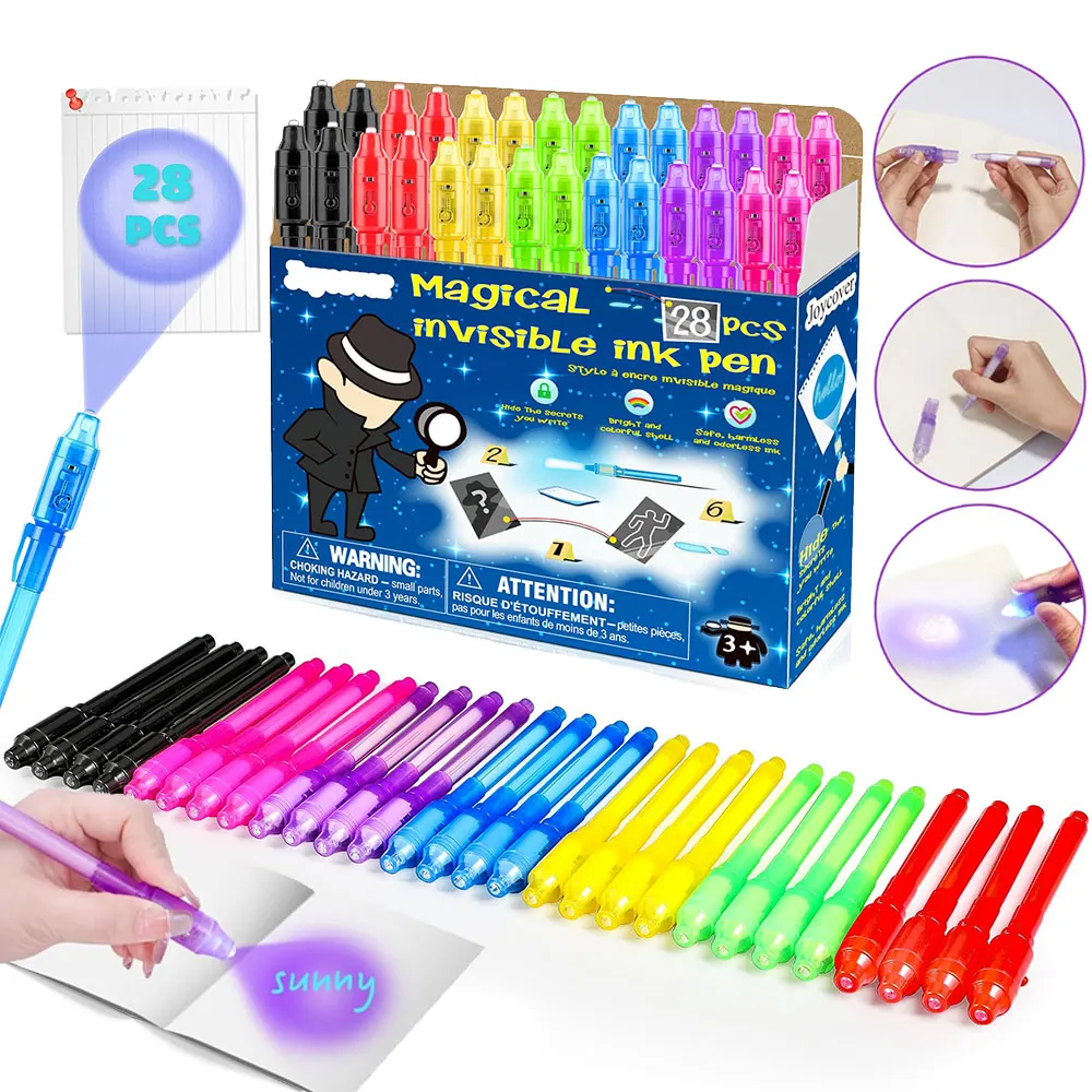 Ручка с невидимыми чернилами УФ-волшебной детской шпионской ручкой для секретных сообщений подарки на день рождения детей