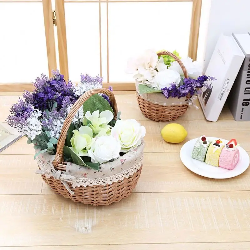 
Factory Wholesale Willow Gift Basket Lined Wicker Baskets for Crafts with handle 