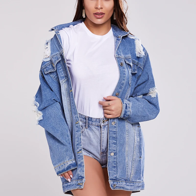 
Customize Your Own Sequin Printed Casual Loose Long Sleeve Jacket Women Denim Jacket Fall Jean Jackets 