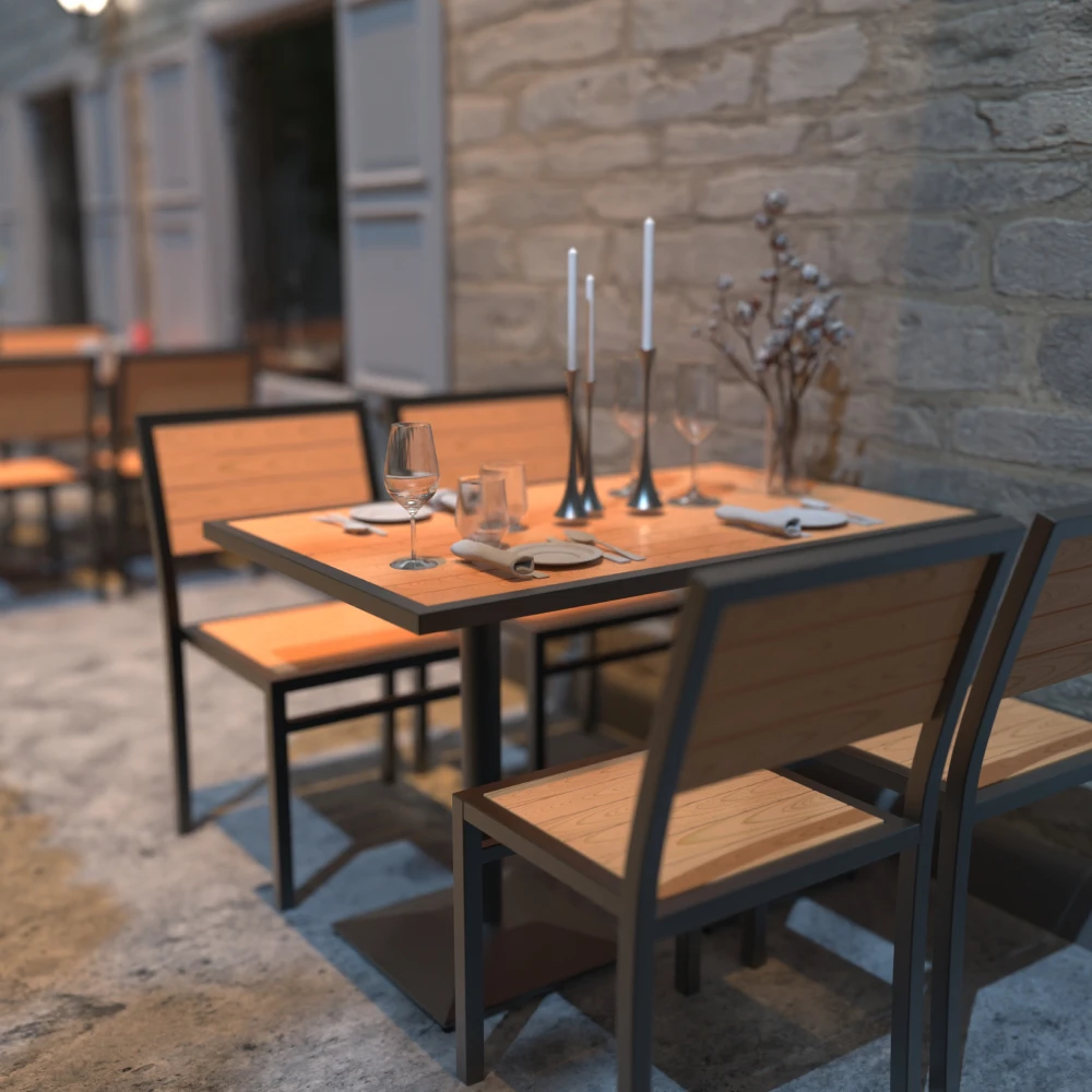 Outdoor Metal Dining Chair Set Restaurant Table Chair Set Cafe Chair Dining Table