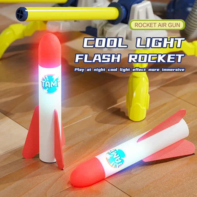 Competitive Foot Pedal Light Launch Rocket Toy Outdoor Space Launch  Rocket Pedal Air Pump toy  with 6 rockets and air launchers