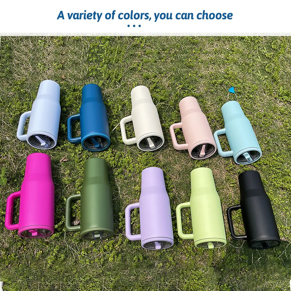 2023 custom vacuum insulated stainless steel 40 oz tumbler cup with handle and straw adventure tumbler travel 40oz Car mug