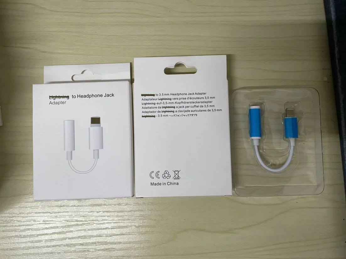 wholesale audio adapter 8 pin cable to 3.5mm adapter With Box AUX Headset Adapter jack headphone for iphone
