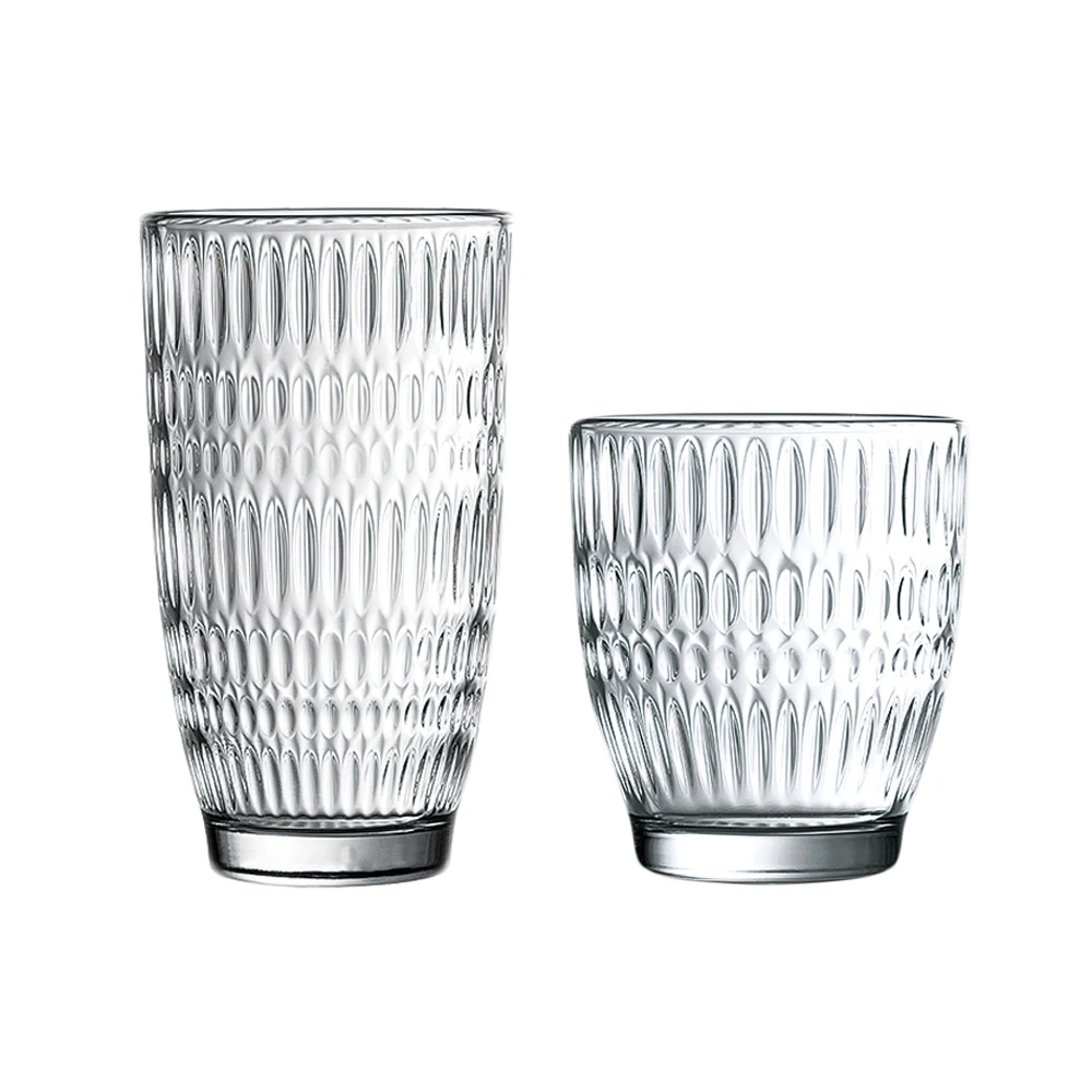 Hot Sale Embossed Glass Tumbler Solid Stripe Design for Parties Wine & Cocktail Cocktail Glass