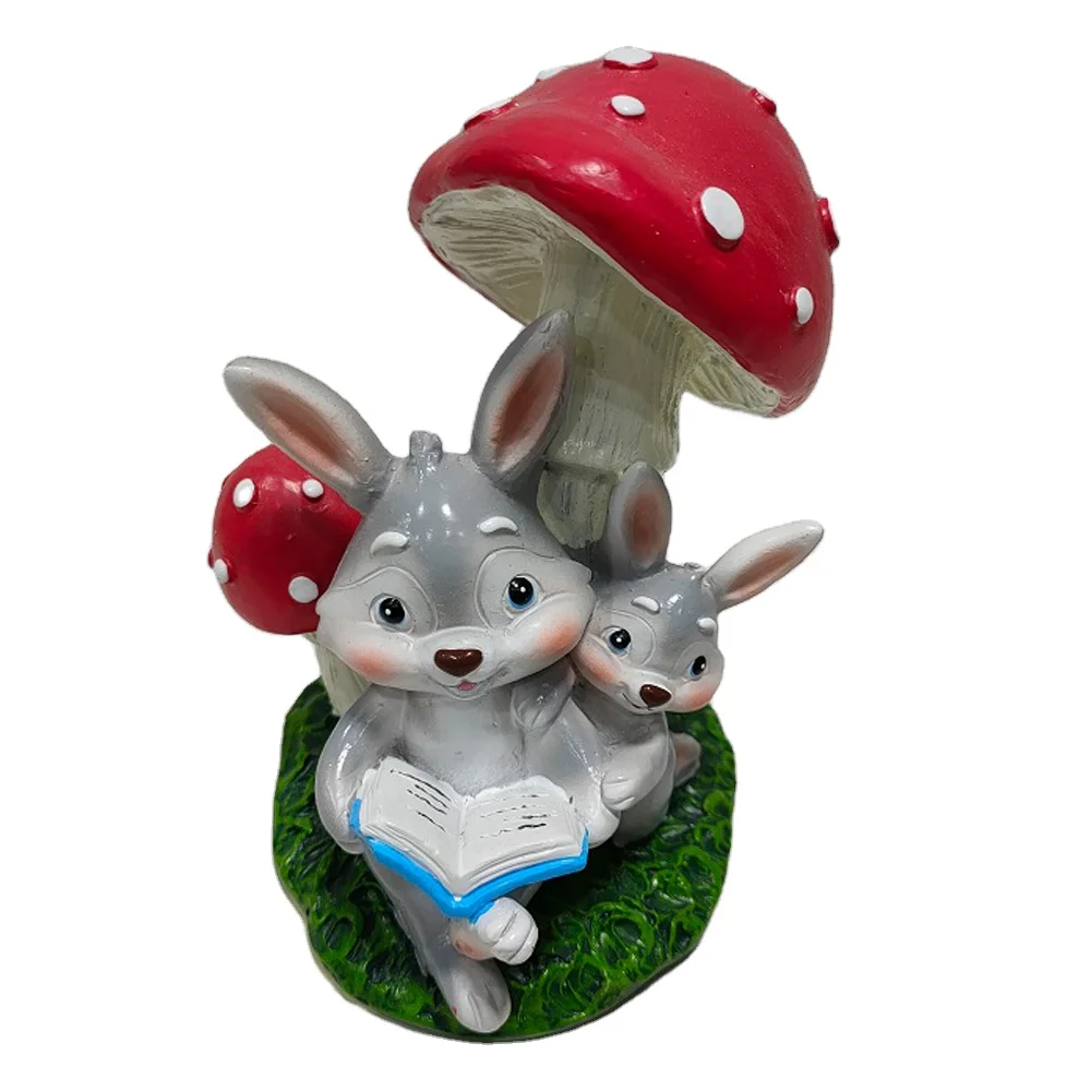 High quality Lovely polyresin rabbit Figurine design for desk decoration