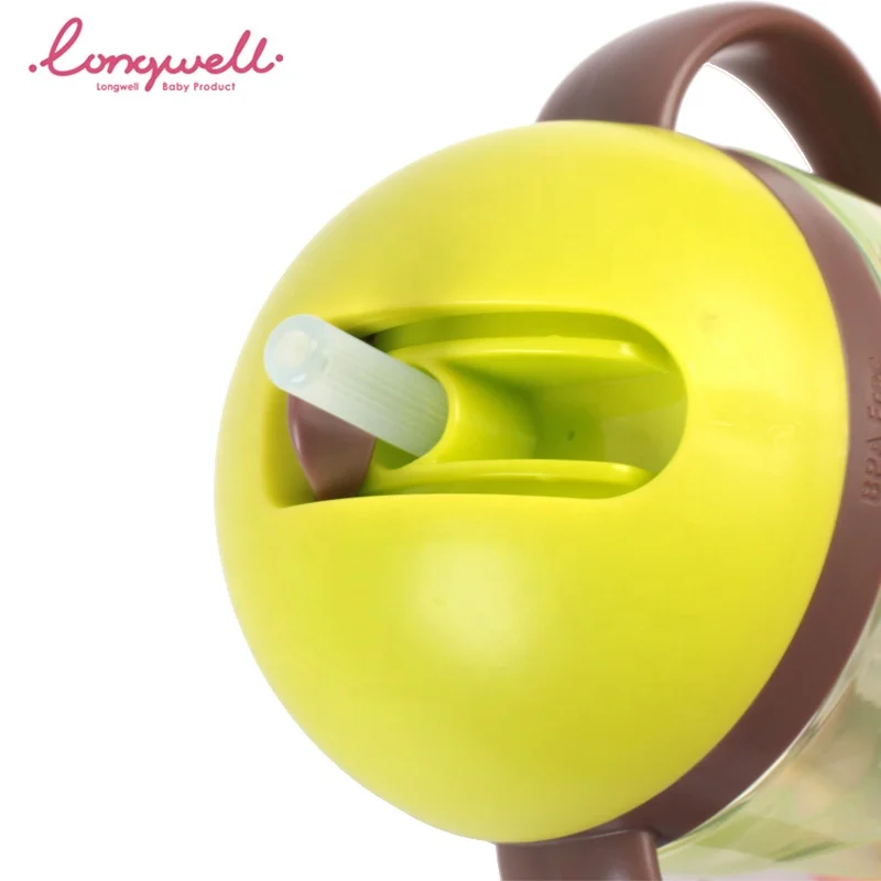 
Ningbo Longwell Custom PP Water Bottle Baby Flip Lid Straw Silicone Grips BPA Free Bottles Training Cup Drinking 100% Food Grade 