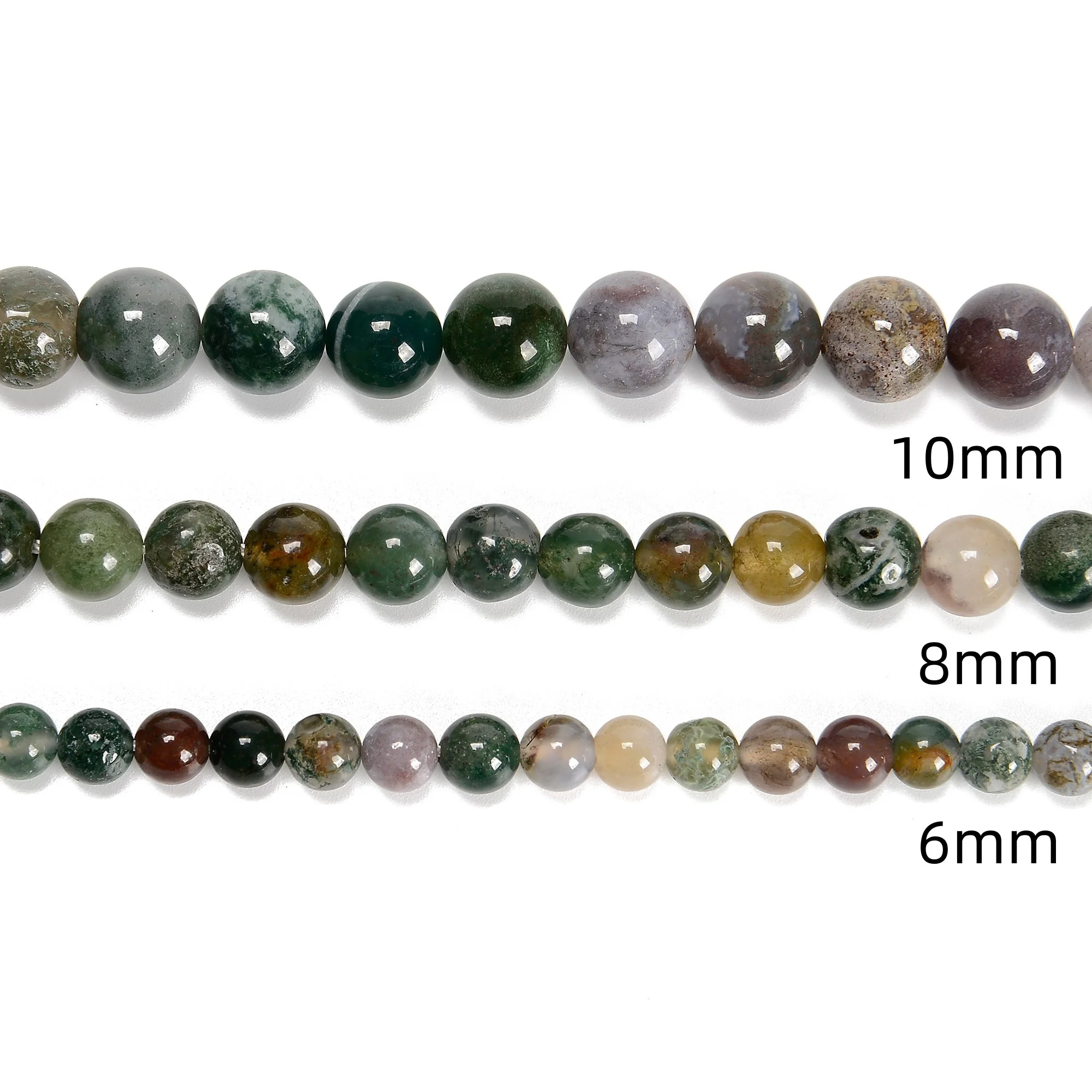 YMJ Hot Sell 4mm 6mm 8mm 10mm 12mm Indian Agate Loose Bead Smooth Round Stone beads for Jewelry Making Bracelet