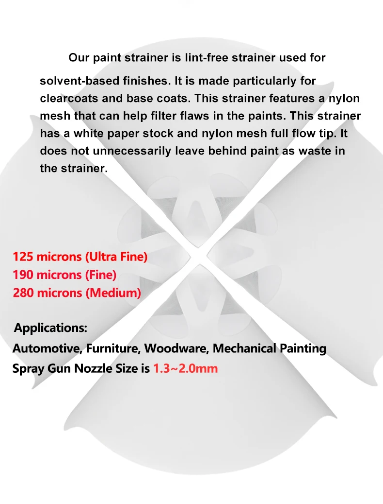 Good Mesh Paper Paint Strainer For Auto Painting