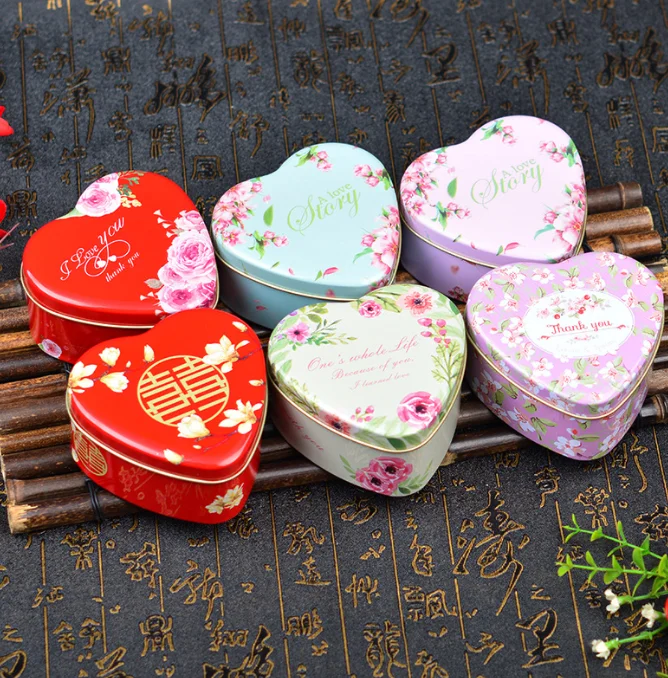 Heart shape tinplate candy tin case packaging sweet boxes Custom tin can sweets Metal Box jewelry boxes for gift