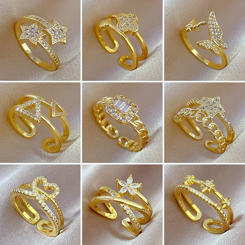 New Geometry Finger Rings Adjustable Personality Golden Rings For Women Various Styles Fashion Jewelry Rings