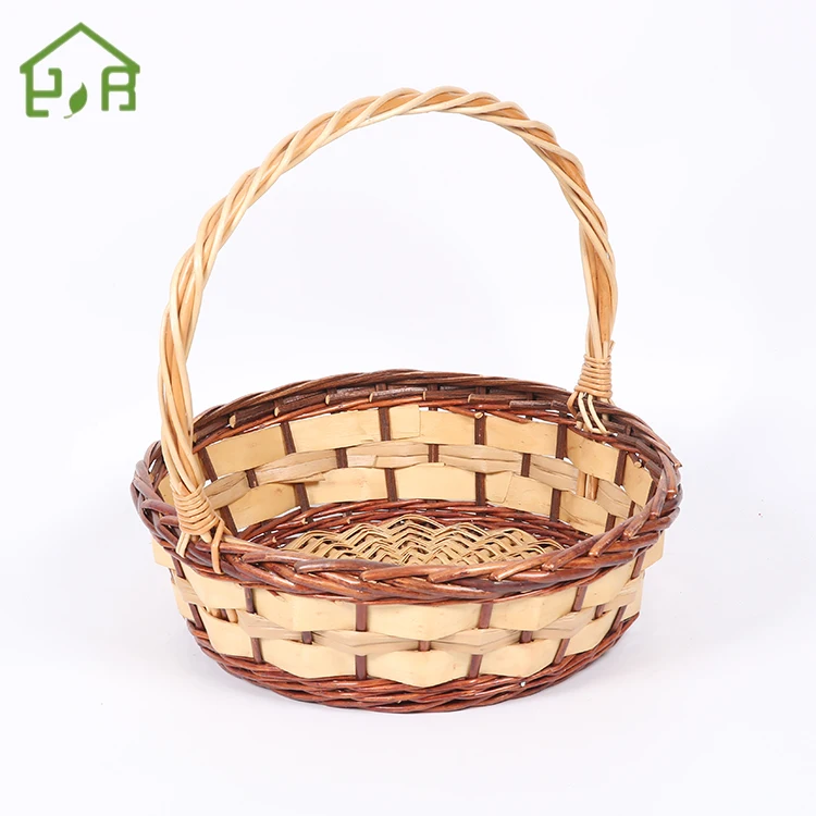 Modern Wicker gift baskets set of two willow flower  with handle