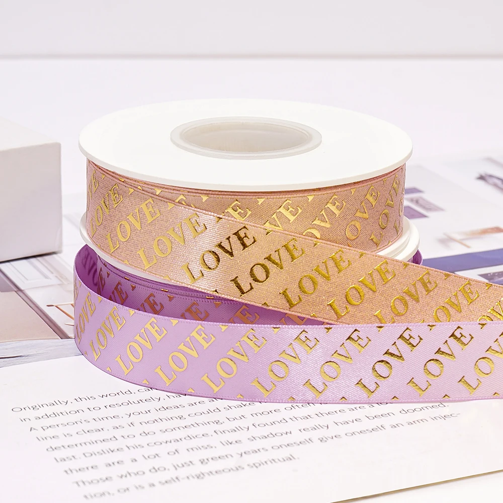 face ruban satin band golden ribbon bow handle rolls with logo luxury