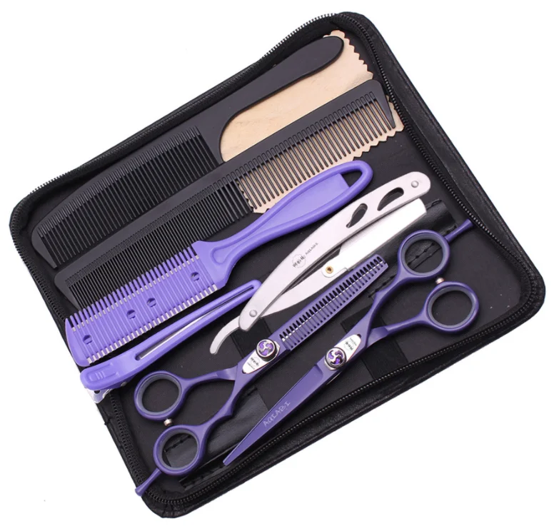 OEM Custom LOGO Professional Hair Cutting Scissors Set Home Hairdressing Scissors Kit