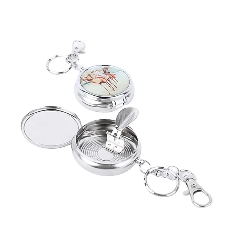 Antique Compact Mini Portable Metal Cigar Ashtrays Pocket Ashtray Souvenir Custom  Logo  Keychain Cigarette Ashtray