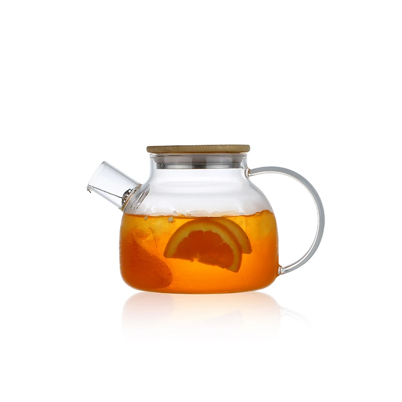 
Chinese supplier glass teapot warmer pour into bamboo lid Moroccan glass teapot 
