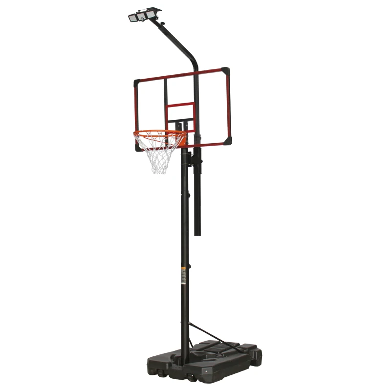 Outdoor New Style Height Adjustable PC Backboard Basketball Hoop System with Solar Energy Light Play at night