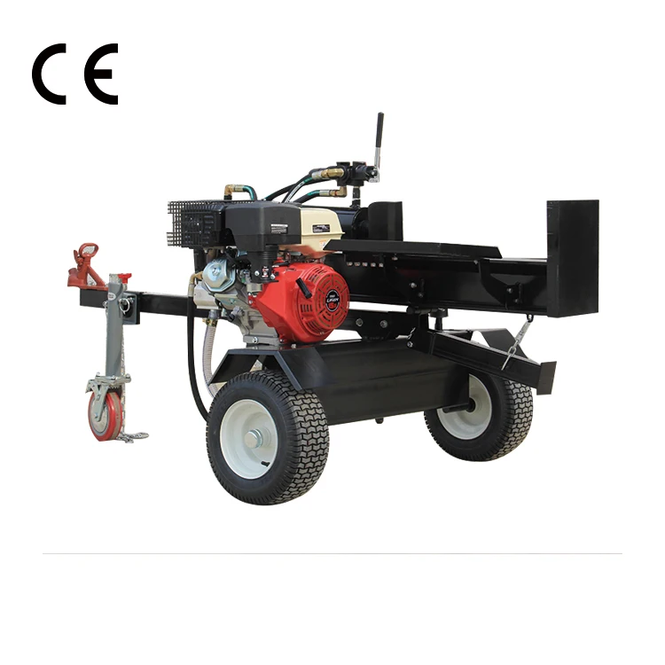 China made 45 ton with jack and brake wheel electric start gasoline powered wood cutter machine with CE approved  wood splitter