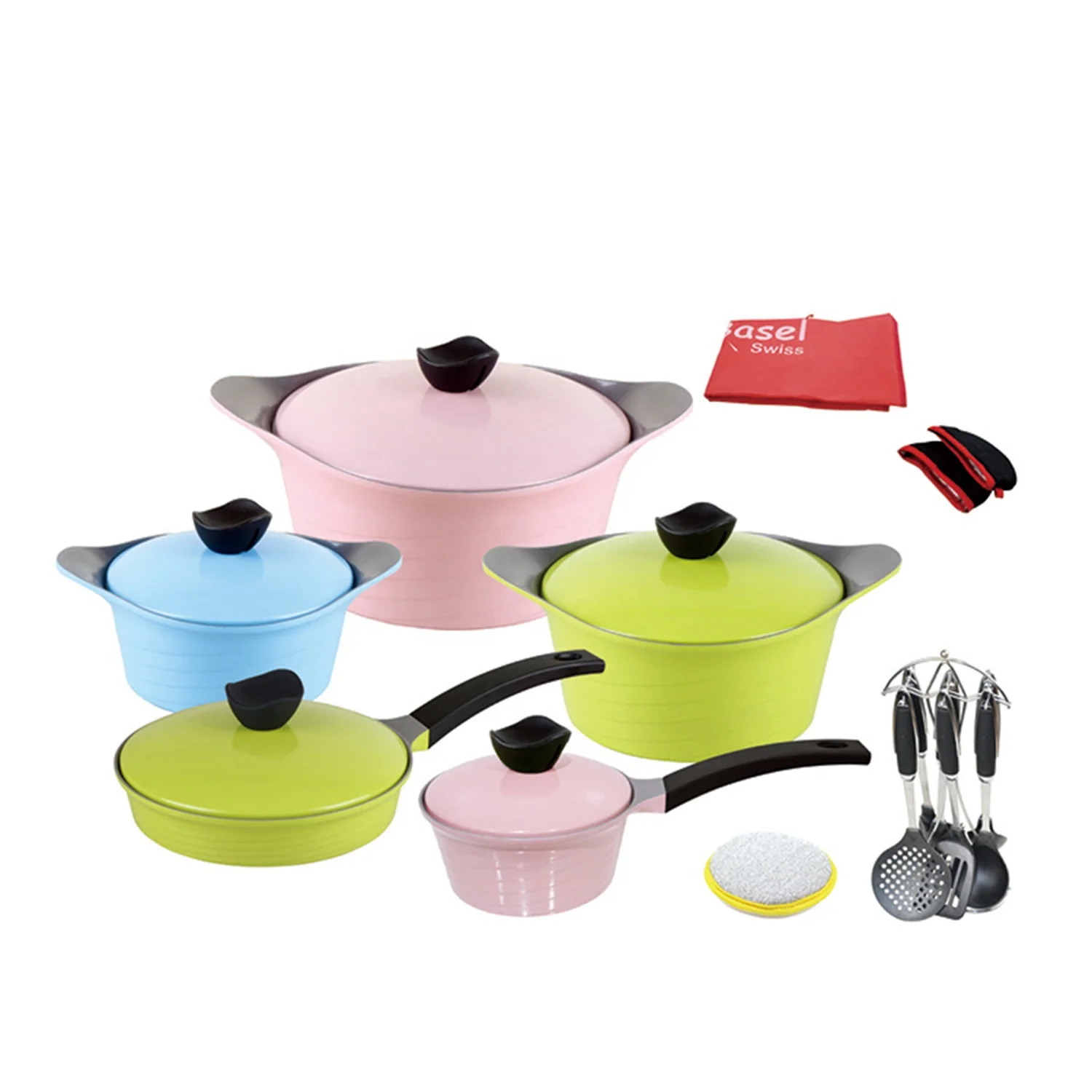 Non stick Cookware Aluminium Granite Cooking Pot 10PCS Die Cast Aluminum Non Stick Casserole Set
