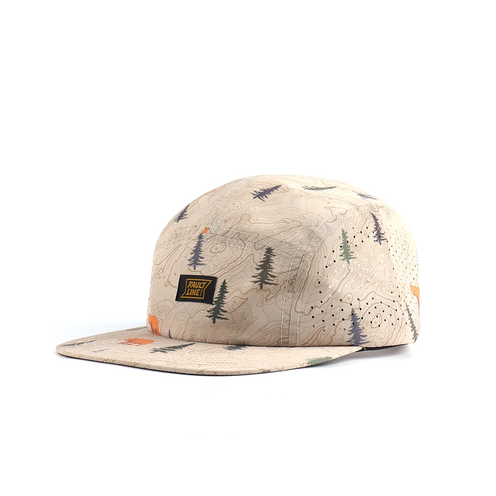 wholesale custom logo snapback waterproof running five panel print camp hat sport cap 5 panel caps quick dry nylon camp cap
